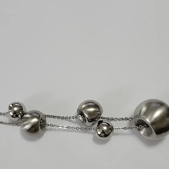 BREIL CHAOS Adjustable Necklace with Polished & Satin Steel Spheres EUC - Picture 9 of 12